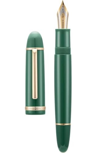 RORFFK Farbenfroher Füllfederhalter aus Kunstharz, 0,5 mm, feine Spitze, glattes Schreibwaren, Geschenk, Stifte für Bürobedarf (dunkelgrüner, goldener Clip, EF) von RORFFK