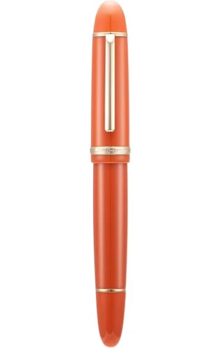 RORFFK Farbenfroher Füllfederhalter aus Kunstharz, 0,5 mm, feine Spitze, glattes Schreibwaren, Geschenk, Stifte für Bürobedarf (orangefarbener Goldclip, EF) von RORFFK