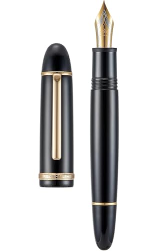 RORFFK Farbenfroher Füllfederhalter aus Kunstharz, 0,5 mm, feine Spitze, glattes Schreibwaren, Geschenk, Stifte für Bürobedarf (schwarz-goldener Clip, EF) von RORFFK