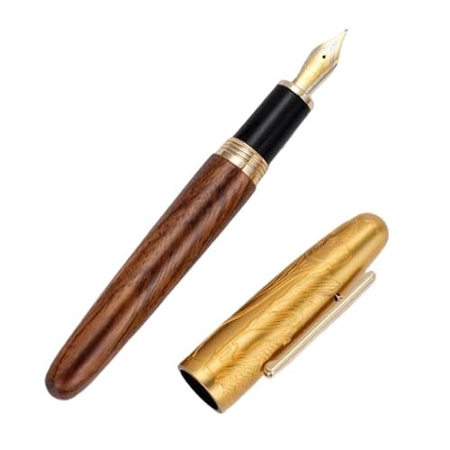 RORFFK Füllfederhalter aus Holz mit Eisenkuh-Relief, Schnitzerei, Schreibwaren, Büro, Geschäft, Schreiben, Kalligraphie-Stifte für Herren, Geschenk (F,F 0,5 mm) von RORFFK