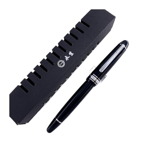 RORFFK Füllfederhalter mit Kolbenfüllung, Acrylharz, EF/F, Iridiumfeder, für Büro, Schreiben, mit Geschenkbox (schwarzer, silberfarbener Clip, F 0,5 mm) von RORFFK