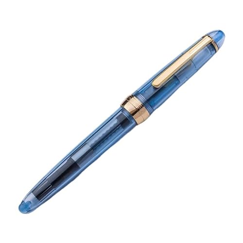 RORFFK Füllfederhalter mit goldenem Clip, 0,5 mm, für Studenten, Kalligraphie, Praxis, Tintenstifte, Schulbedarf, Büroprodukt, Schreibwaren (transparentes Blau) von RORFFK