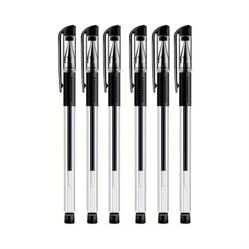 RORFFK Gelschreiber-Set, 0,5 mm, Schwarz, Blau, Rot, Tinte, 0,5 mm, Kugelschreiber, Kawaii-Stift, Studenten, Schule, Büro, Schreibwaren (schwarz), 6 Stück von RORFFK