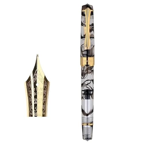 RORFFK Kolben Sleek Füllfederhalter-Klinge/runde Feder, Tintenabsorbierend, große Kapazität, transparentes Acryl, Business-Schreiber, Geschenkstift (D) von RORFFK