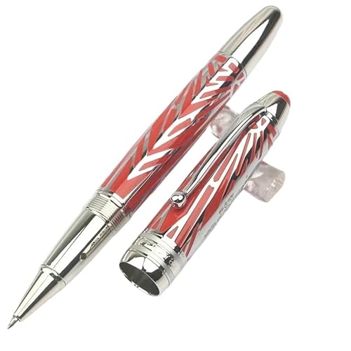 RORFFK Kolbenroller-Füllfederhalter, schwarz, limitierte Auflage, blau-grün, Kunstharz, Metallkappe, Büroschreibstift (Rot, Stift- und Stiftetui) von RORFFK