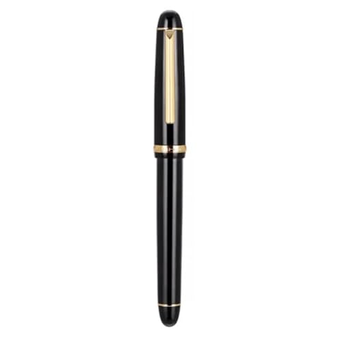 RORFFK Metall-Füllfederhalter, Schwarz / Gold, EF F M, Iridium-Feder, Schule, Bürobedarf, Tintenstifte, Geschenk, Schreibwaren (1 x 350, gebogen) von RORFFK