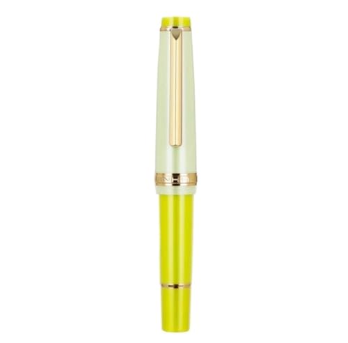 RORFFK Mini-Füllfederhalter mit goldfarbenem Clip, extra feine Feder, EF-Stifte für gleichmäßiges Schreiben, 10,6 cm (grüne Zitrone, Feder) von RORFFK
