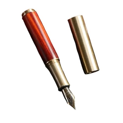 RORFFK Vintage-Füllfederhalter aus Messing, Sandelholz, tragbar, Mini-Tasche, Büro, Schreibwaren, Schule, Bürobedarf (hellgrau) von RORFFK