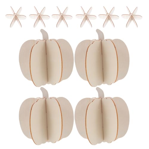 RORPOIR 10 Stück Thanksgiving-Kürbisse aus Holz: 3D-Kürbisse aus unbehandeltem Holz zum Bemalen – Herbst-Tischdekoration zum Basteln, Herbst-Heimdeko von RORPOIR