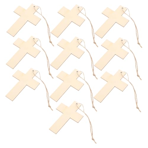 RORPOIR 10 Stück Unfertige Holz Kreuz Ausschnitte mit Aufhängung Diy Dekoration für Hochzeiten Geburtstage Bastelprojekte Handgemachte Holzornamente für Zuhause und von RORPOIR