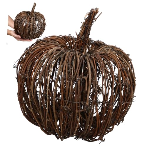 RORPOIR 1pc Rattan Kürbisse Große Kürbis Handwerk Desktop Schmuck Festival Decor Für Halloween Home Party von RORPOIR