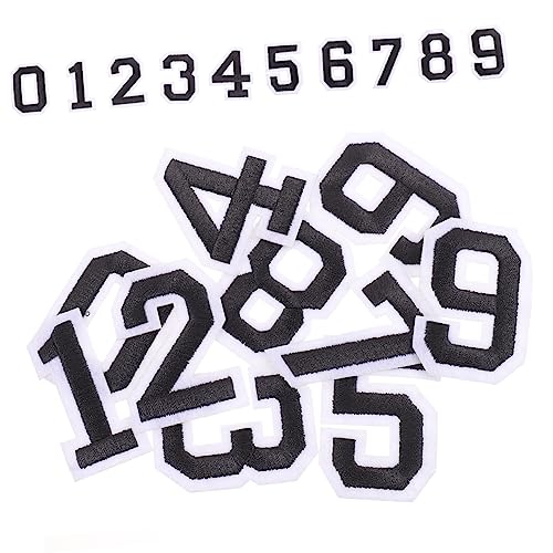 RORPOIR 2 Sätze Selbstklebende Zahlenaufkleber Set für Fußballtrikots und T Shirts Dekorative Patches für Kleidung Jacken Jeans und Rucksäcke Schwarz mit Weißem von RORPOIR