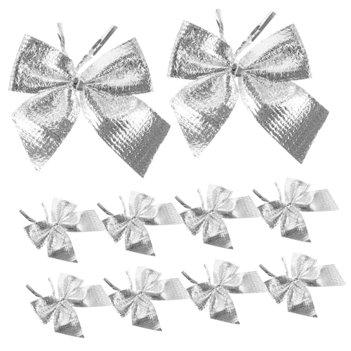 RORPOIR 24 Stück Glitzernde Weihnachtsbaum-Schleifen Silber Christbaumschmuck Festliche Schleifen Anhänger für Weihnachtsbaum-deko Geschenkband Ersatz Langlebige Party Home-Decoration von RORPOIR