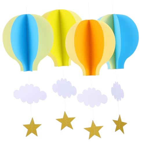 RORPOIR 4 Stück Teiliges Heißluftballon Deko Papier Bunte Girlanden Hängende Party dekoration für Hochzeit Geburtstag Shower und Festliche Raumgestaltung von RORPOIR
