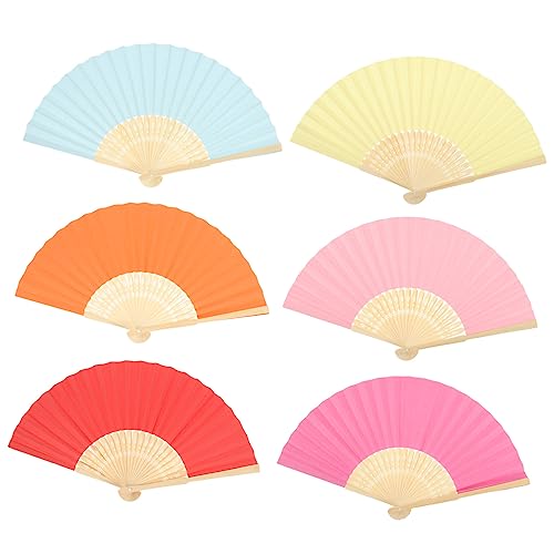 RORPOIR 6 Stück Papierfächer Handfächer Handfächer Faltfächer Faltbare Dekorative Fächer Faltbarer Handfächer Kleiner Handfächer Leere Malerei Handfächer Handfächer Bambus von RORPOIR