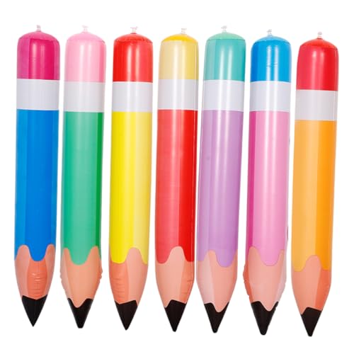 RORPOIR 7 Stück Riesen Aufblasbare Bleistifte Teiliges aus PVC für Schuldekoration Bunte Dekoration für Partys Schulveranstaltungen und Klassenzimmer Langlebig und Fest für Kreative Räume von RORPOIR