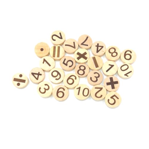 RORPOIR 78 Stück Teiliges Holzscheiben Zahlen und Symbolen Dicke Naturbelassene Holzrundlinge Gravierte Buchstaben und Zahlen Umweltfreundliche Bastelmaterialien für DIY Lernen und von RORPOIR