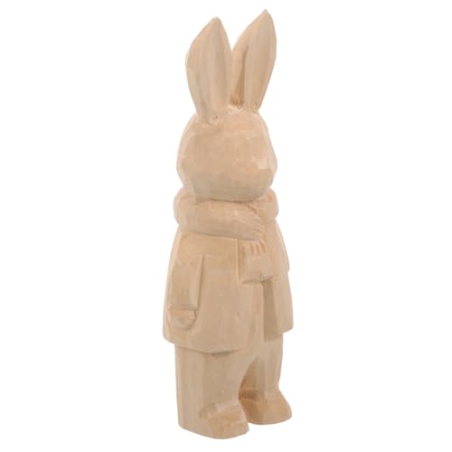 RORPOIR Dekorative Geschnitzte Hasenstatue Aus Holz Bastelfigur Für Und Garten von RORPOIR