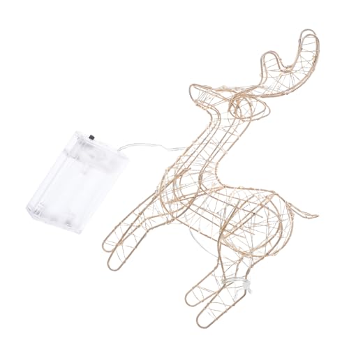 RORPOIR Glühende Elchornamente Rentierskulptur zu Weihnachten -Rentier Urlaubsfenster -Anzeige -Requisite Rentier-Weihnachtsdekoration Rentiereisenkunstskulptur PVC Golden von RORPOIR