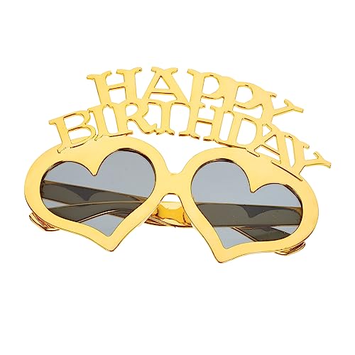 RORPOIR Herz Geburtstagsbrille Dekorative Party Sonnenbrille Foto Requisiten für Geburtstagsfeiern Leicht Bequem Goldfarbe von RORPOIR