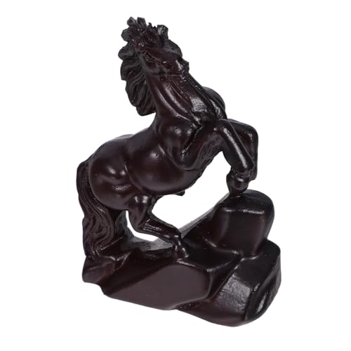 RORPOIR Holzfigur Stehendes Pferd Pferde Statue Sammlerstück aus Holz Chinesisches Neujahr Dekoration für Büro Wohnzimmer Bücherregal Glücksbringer für Zuhause von RORPOIR