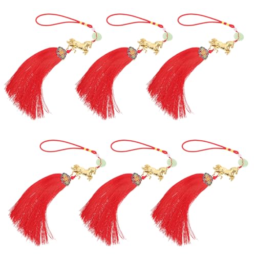 RORPOIR Neujahrsdekoration Chinesisches Zodiac Pferd mit Knoten und Quaste Feng Shui Anhänger für Wohlstand und Teiliges für Frühlingsfest Dekoration RORPOIR Neujahrsdekoration Chinesisches Zodiac Pferd mit Knoten und Quaste Feng Shui Anhänger für Wohlstand und Teiliges für Frühlingsfest Dekoration von RORPOIR