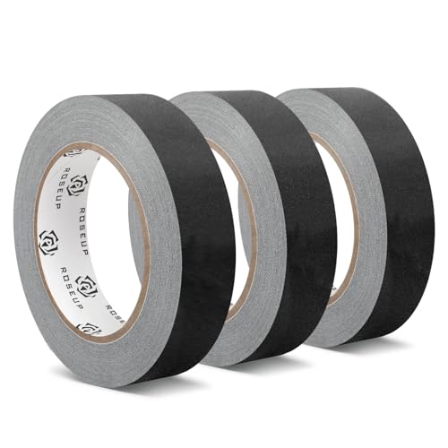 ROSEUP Gaffer Klebeband, 2,5 cm x 30 m, mattes schwarzes Gewebe, nicht reflektierend, sehr strapazierfähig, wasserdicht, leicht zu reißen, für Fotografie und Dreharbeiten von ROSEUP