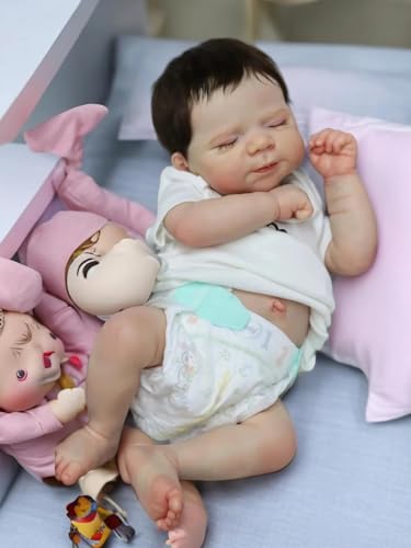 ROSHUAN Neugeborenes Baby Puppen 18 Zoll 48 cm Reborn Realistische Lebensechte Baby Puppen Mädchen Silikon Vinyl Ganzkörper Weich Gewichtet Echtes Leben Baby Puppen Mit Kleidung Zubehör von ROSHUAN