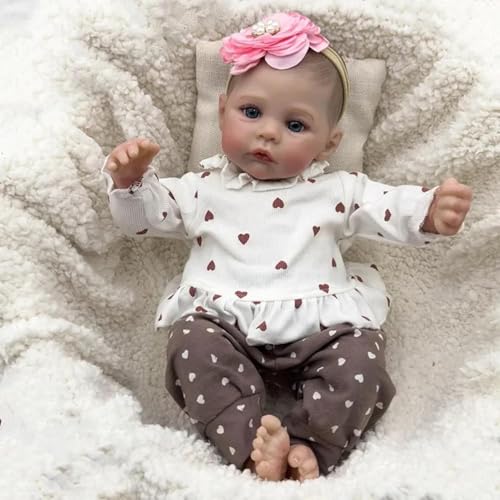 ROSHUAN Realistische Baby-Puppen Augen Offen 48 cm Real Baby Feeling Reborn Girl Lebensechte Kleinkind-Puppen, Die Aussehen Wie Im Echten Leben Reborn Anatomisch Korrektes Mädchen Mit Puppen-Kleidung von ROSHUAN