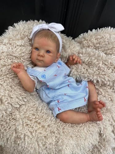 ROSHUAN Reborn Baby Puppen Silikon Ganzkörper Mädchen 18 Zoll 48 cm Anatomisch Korrekte Reborn Silikon Babies, Die Echt Aussehen Reborn Puppen Kleinkind Mit Puppe Kleidung Für Kinder 3+ von ROSHUAN