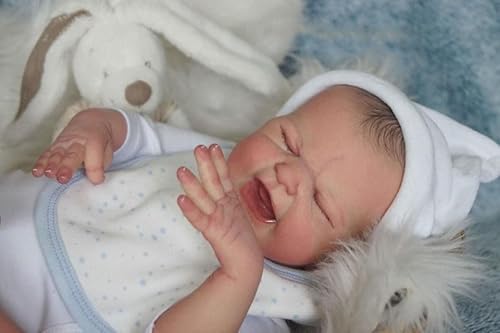 ROSHUAN Reborn Schreiende Baby Puppen 19 Zoll 45 cm Neugeborenes Realistisches Erstes Weinendes Baby Puppen Echtes Leben Größe Gewichtetes Baby Puppen Mit Kleidung Gesetzt von ROSHUAN
