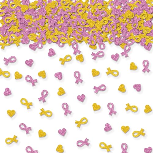 100 Stück Brustkrebs-Konfetti, rosa und goldfarbenes Glitzer-Hoffnungsband, Tischkonfetti, Krebszellen und Viren, Papierstreuung für Krebs-Mottoparty, krebsfreie Party-Tischdekoration 100 Stück Brustkrebs-Konfetti, rosa und goldfarbenes Glitzer-Hoffnungsband, Tischkonfetti, Krebszellen und Viren, Papierstreuung für Krebs-Mottoparty, krebsfreie Party-Tischdekoration von ROSTYAKZ