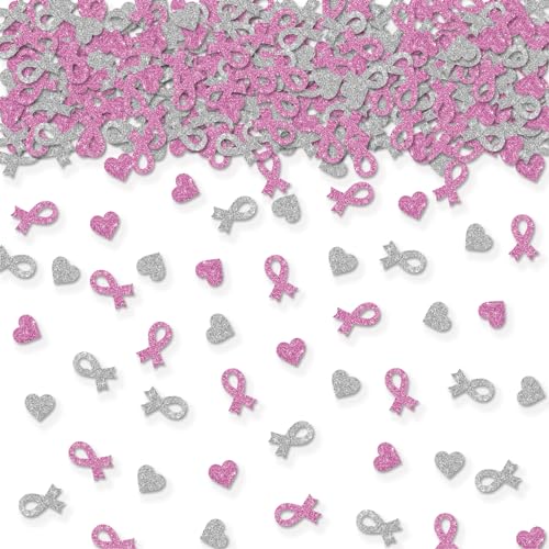 100 Stück Brustkrebs-Konfetti, rosa und silberfarbenes Glitzer-Hoffnungsband, Tischkonfetti, Krebszellen und Viren, Papierstreuung für Krebs-Mottoparty, krebsfreie Party-Tischdekoration 100 Stück Brustkrebs-Konfetti, rosa und silberfarbenes Glitzer-Hoffnungsband, Tischkonfetti, Krebszellen und Viren, Papierstreuung für Krebs-Mottoparty, krebsfreie Party-Tischdekoration von ROSTYAKZ