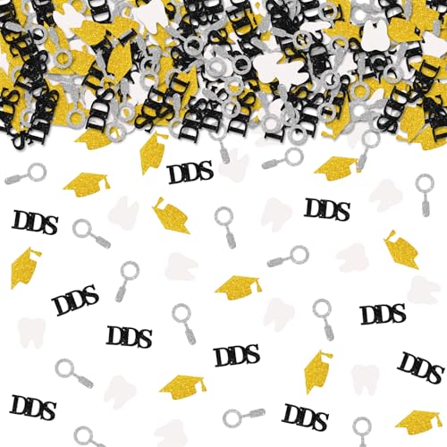 100 Stück Congrats Zahnarzt Konfetti, Gold Glitzer DDS Abschluss-Tischkonfetti, Zahnarzt Papierausschnitte für Klasse 2025/Medizinschule Grad Party Tischdekoration von ROSTYAKZ