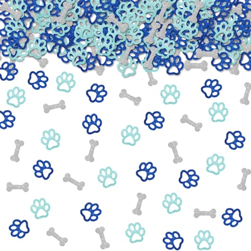 100 Stück Hundepfotenkonfetti, blau glitzernde Welpen-Geburtstagstisch-Konfetti, Pfotenknochen-Ausschnitte für Haustier-Themen-Geburtstag/Babyparty, Party-Tischdekoration 100 Stück Hundepfotenkonfetti, blau glitzernde Welpen-Geburtstagstisch-Konfetti, Pfotenknochen-Ausschnitte für Haustier-Themen-Geburtstag/Babyparty, Party-Tischdekoration von ROSTYAKZ