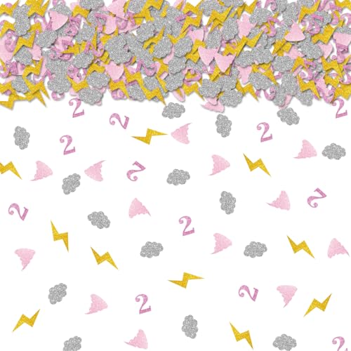100 Stück Twonado Konfetti Pink Glitter Two-Nado Tischkonfetti Tornado Lightning Papier Streuung Wetter Thema 2. Geburtstag/Jahrestag Party Tischdekoration 100 Stück Twonado Konfetti Pink Glitter Two-Nado Tischkonfetti Tornado Lightning Papier Streuung Wetter Thema 2. Geburtstag/Jahrestag Party Tischdekoration von ROSTYAKZ