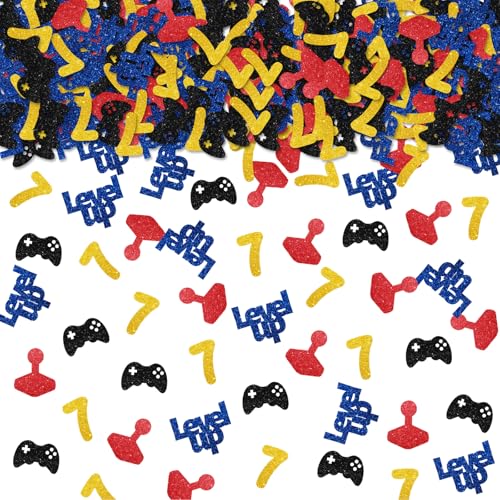 100 Stück Videospiel 7. Geburtstag Konfetti Level Up 7. Geburtstag Tischkonfetti, Spielkontroller-Papierstreuung, Gaming-Thema, 7. Jahrestag, Party-Tischdekoration von ROSTYAKZ