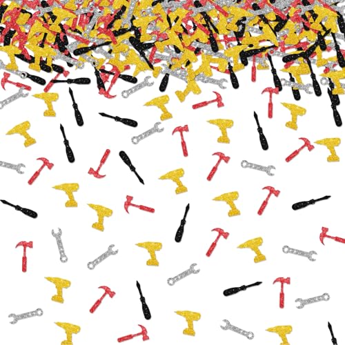 100 Stück Werkzeug-Konfetti, buntes Glitzer-Schraubenschlüssel-Hammer-Konfetti für Arbeiter, Geburtstag, Hammerwerkzeuge, Papierstreuung, Happy Father's Day/Jungen, Männer, Geburtstagsparty, von ROSTYAKZ