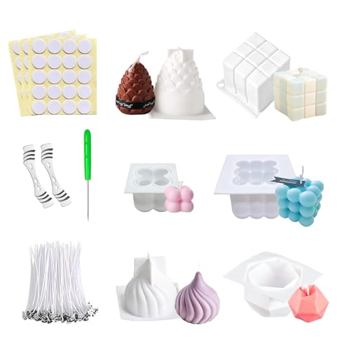 112 Pcs Kerzenform Bubble Kerzen Kit, 3D DIY Silikonform Kerzengießen Formen und Kerzendocht Set, Kerzen Gießform,Kerzenformen zum Gießen Set als Heimdekorationen Bastel Bastel Ornamente,DIY Duftkerze von ROSYLEVE