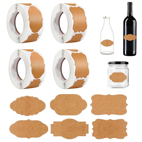 1200 Stück Kraft Etiketten Aufkleber, 50x30mm Geschenketiketten zum Kleben Universal Haushaltsetiketten Küche Marmeladen Etiketten für Backen Geschenktüten Karte Briefumschlag Hochzeit von ROSYLEVE