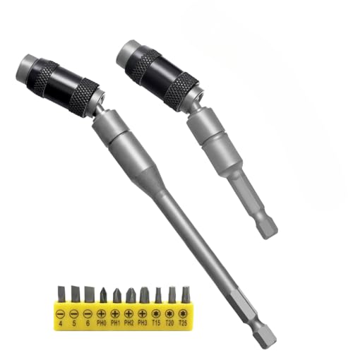 2 Stück 1/4" Magnetischer Flexibler Bithalter, 90mm*1+145mm*1 Schwenkbarer Bitspitzenhalter, Bits Halterung Magnetisch mit 25mm Lange Bits, Bohrer Verlängerung für Schmale Räume oder Ecken 2 Stück 1/4" Magnetischer Flexibler Bithalter, 90mm*1+145mm*1 Schwenkbarer Bitspitzenhalter, Bits Halterung Magnetisch mit 25mm Lange Bits, Bohrer Verlängerung für Schmale Räume oder Ecken von ROSYLEVE