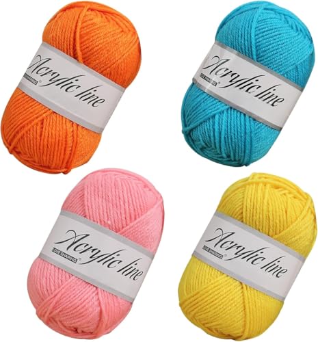 4 Stück Häkelgarn, Handstrickgarn Bunt Farbverlauf Acrylgarn zum Stricken Handstrickgarn Baumwollgarn für Häkeln Wolle zum Stricken und Kunsthandwerk von ROSYLEVE