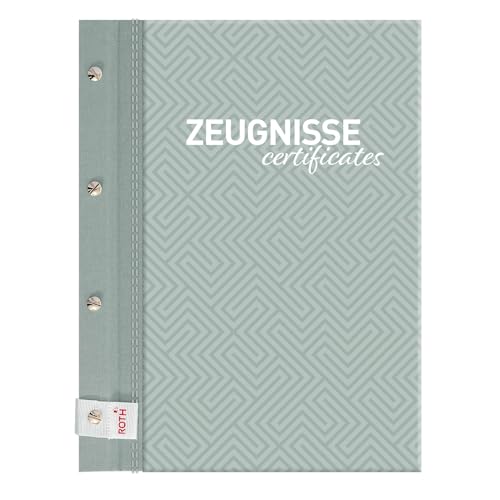 ROTH Zeugnismappe Pattern mit Buchschrauben - Dusty Mint - mit 12 A4 Klarsichthüllen, erweiterbar von ROTH