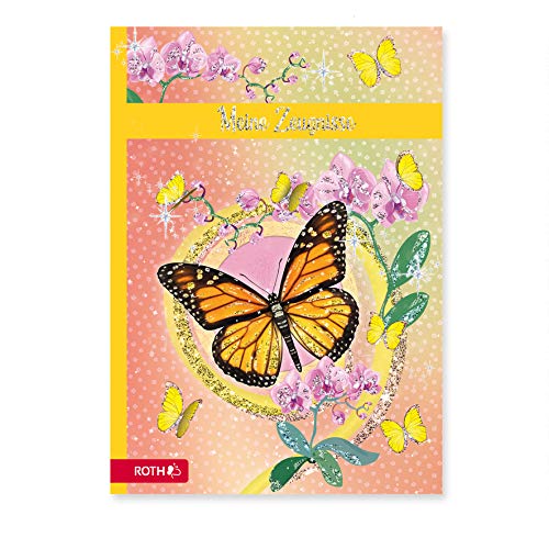 ROTH Zeugnismappe Schmetterling mit Glitzereffekt - mit 10 A4 Klarsichthüllen, dokumentenecht - Dokumentenmappe von ROTH