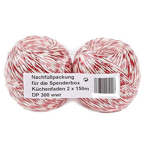 Küchengarn 2 x 150 m Küchenfaden Baumwolle rot/weiß Wurstgarn von ROTIX