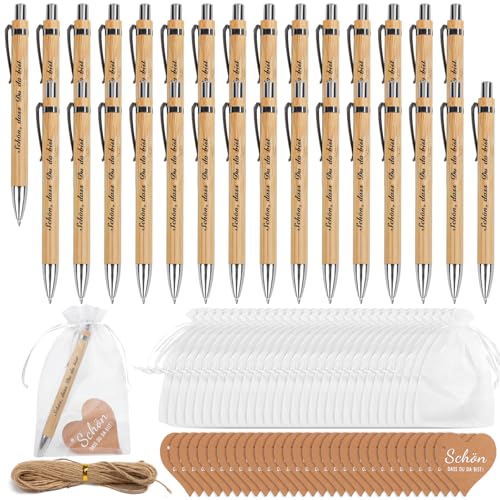 30 Stück Gastgeschenke Hochzeit Holz Kugelschreiber, Personalisierter Bambus-Kugelschreiber mit Spruch Schön dass Du da bist, Druckkugelschreiber Geschenkset, Geschenk für Hochzeit, Geburtstag, Gäste 30 Stück Gastgeschenke Hochzeit Holz Kugelschreiber, Personalisierter Bambus-Kugelschreiber mit Spruch Schön dass Du da bist, Druckkugelschreiber Geschenkset, Geschenk für Hochzeit, Geburtstag, Gäste von ROTKUSZ