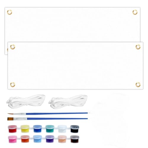 ROTKUSZ 2 Set 180 x 60 cm Großes Leeres Banner, Weißes Banner Selbst Gestalten Personalisiert Blanko mit Ösen Partybanner mit 6m Seil für Geburtstag Schuleröffnung DIY Painting Hochzeit ROTKUSZ 2 Set 180 x 60 cm Großes Leeres Banner, Weißes Banner Selbst Gestalten Personalisiert Blanko mit Ösen Partybanner mit 6m Seil für Geburtstag Schuleröffnung DIY Painting Hochzeit von ROTKUSZ