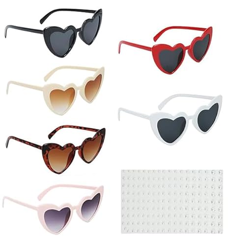 ROTKUSZ 6 Stück Herz Sonnenbrille für Damen,Vintage Herzform Brille Herz Sonnenbrille 90er Jahre Hippie Brille Party brille Brillen für die Bride mit Perlensticker für Party,Hochzeit,Karneval ROTKUSZ 6 Stück Herz Sonnenbrille für Damen,Vintage Herzform Brille Herz Sonnenbrille 90er Jahre Hippie Brille Party brille Brillen für die Bride mit Perlensticker für Party,Hochzeit,Karneval von ROTKUSZ