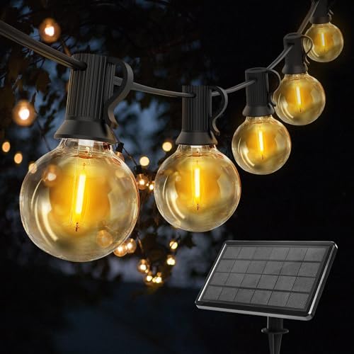 ROVLAK Solar Lichterkette Aussen Innen 15+1 LED Glühbirnen Lichterkette Außen 10M Garden Lichterkette Solar Outdoor Wetterfest Wasserdicht Solarlichterkette Deko für Party, Balkon, Haus, Hochzeit von ROVLAK