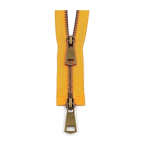 5# Bunter offener Doppelschieber Kupfer-Metallreißverschluss 2-Wege-Reißverschluss für Kleidungsstück-Nähzubehör, Gelb, 60cm von ROWCES